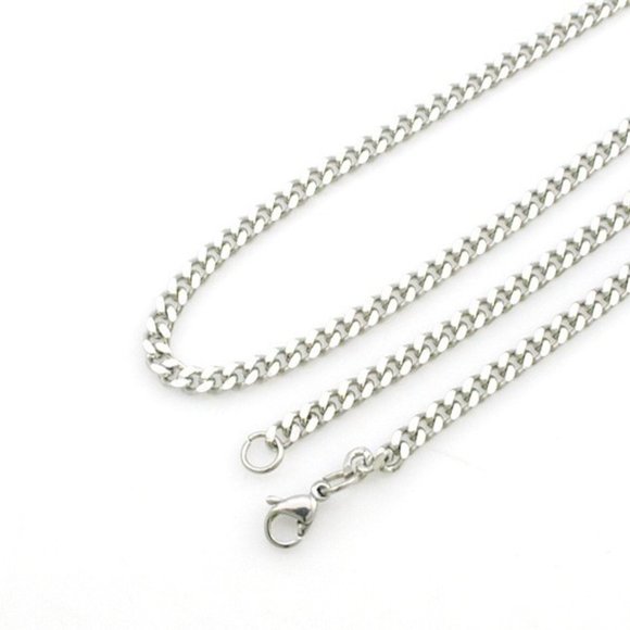 Cross Necklace for Man, 3mm Stainless Steel Curb - Picture 6 of 8
